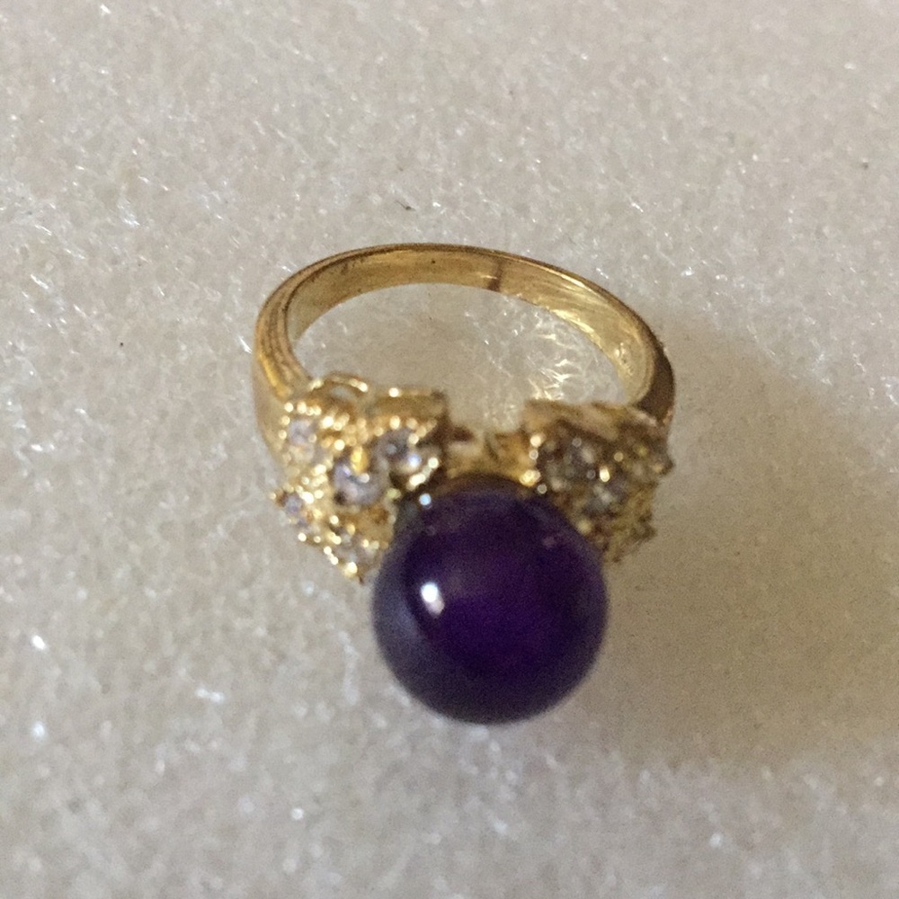 Gold over 925 amethyst & topaz ring